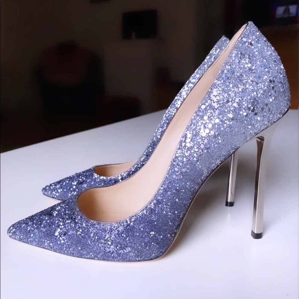 Jimmy Choo Romy Glitter Ombré Heels - Picture 4 of 7